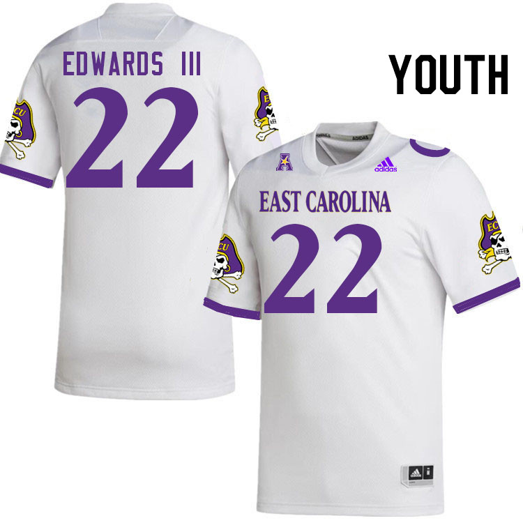 Youth #22 Mike Edwards III ECU Pirates College Football Jerseys Stitched Sale-White